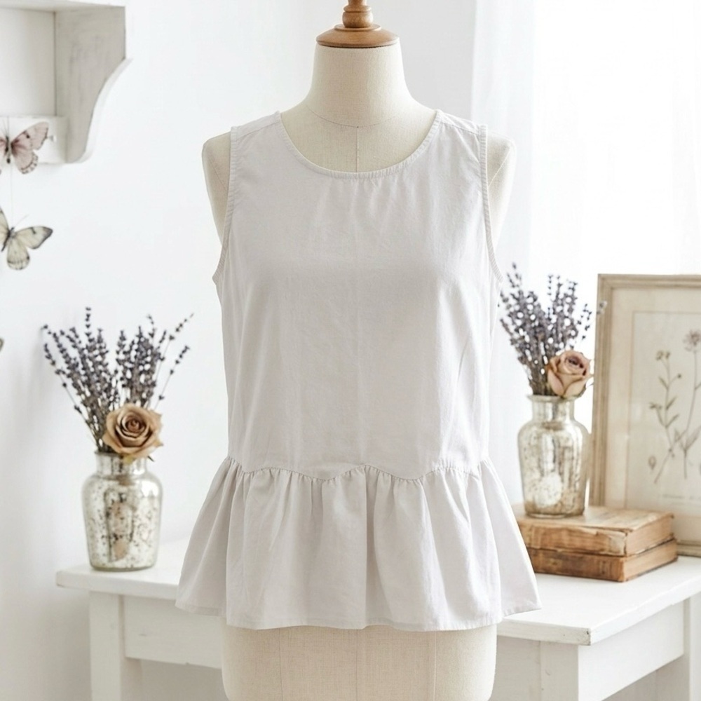 Alexander Jordan| Nordstrom| 100% Woven Cotton Sleeveless Peplum Blouse Sz S